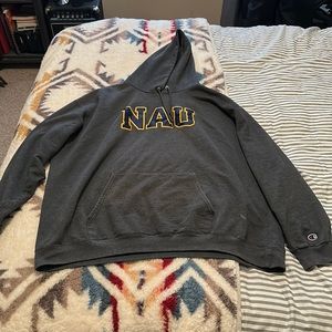 XXL Men’s hoodie.  NAU embroidered logo. Dark grey.